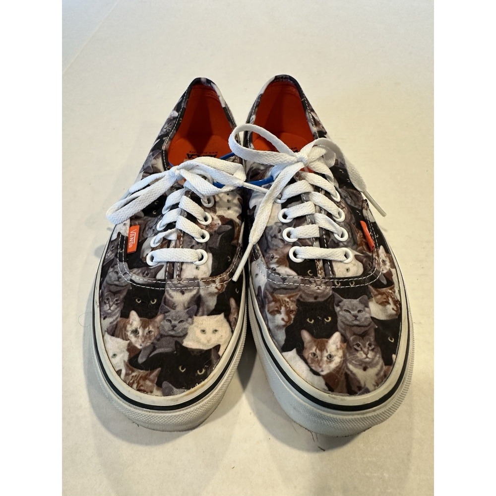 Vans X ASPCA Authentic Tennis Shoes Cats Lace Up Brown Women's Size 8.5 Mens 7